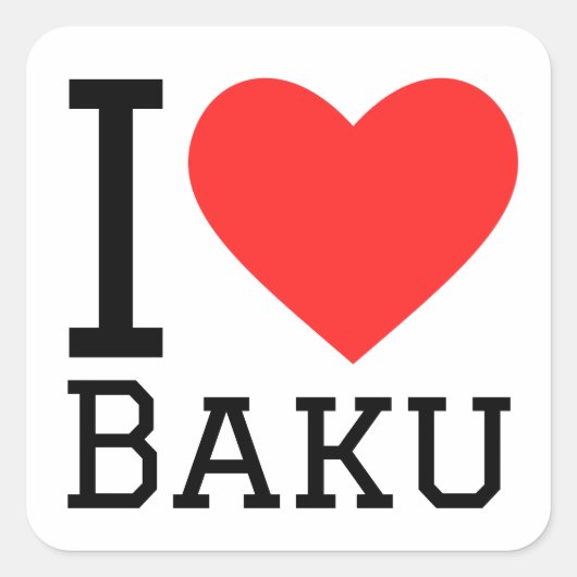 Ik hou van baku vierkante sticker (Voorkant)