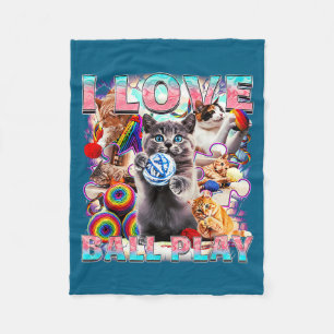 Ik hou van bal spelen Schattige katten Rol wol Kat Fleece Deken