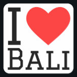 Ik hou van Bali Vierkante Sticker<br><div class="desc">Ik hou van Bali,  voor Indonesische liefhebbers</div>
