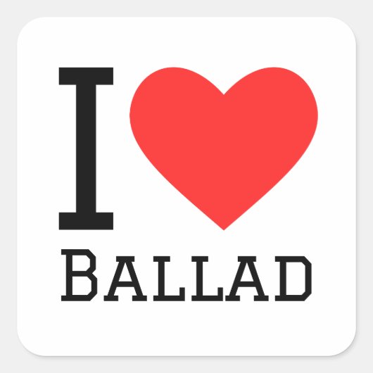 Ik hou van ballad vierkante sticker (Voorkant)