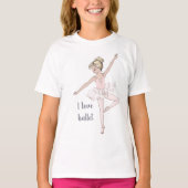 Ik hou van Ballet Glam Glitter Pink Ballerina Danc T-shirt (Voorkant)