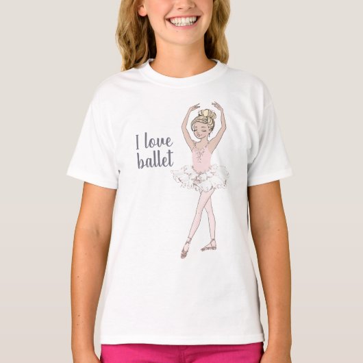 Ik hou van Ballet  Gold Glitter Ballerina Dancer T-shirt (Voorkant)