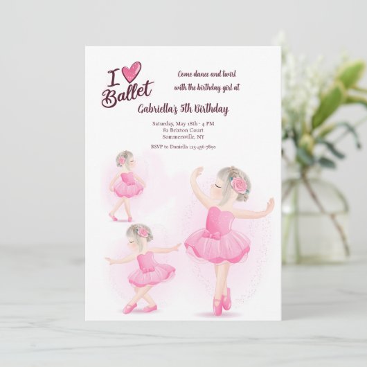 Ik hou van ballet kaart (Staand voorkant)