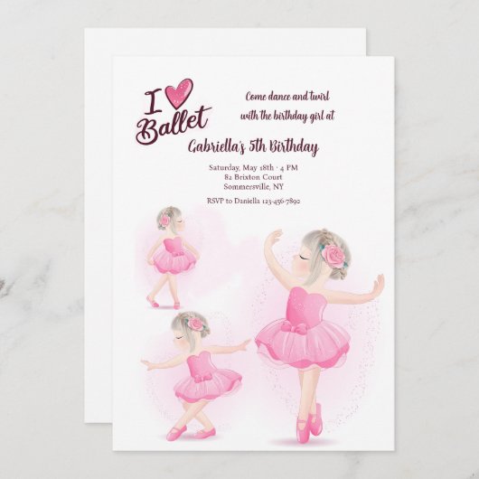 Ik hou van ballet kaart (Voorkant / Achterkant)