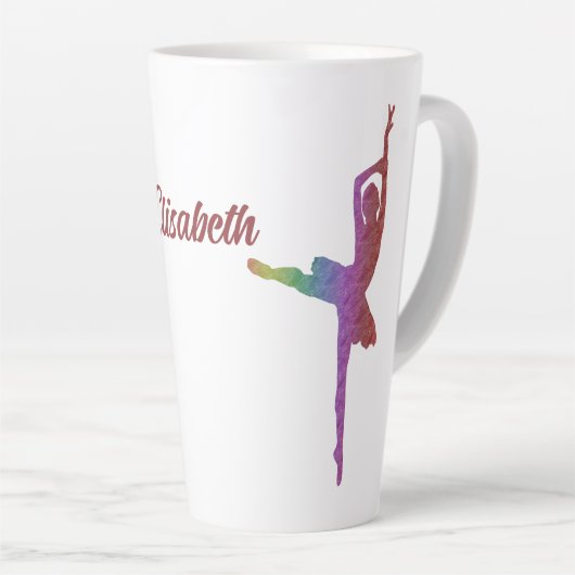 Ik hou van ballet met silhouet ballerina latte mok (Rechterhoek)