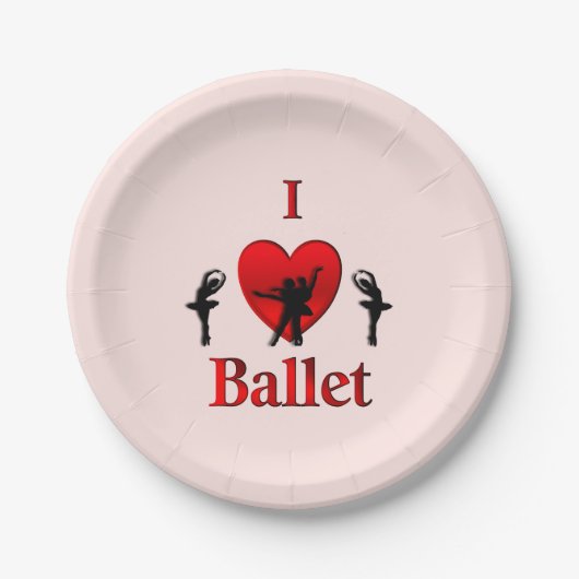 Ik hou van ballet papieren bordje (Voorkant)
