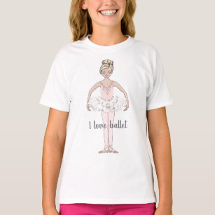 Ik hou van Ballet Pink en Gold Glitter Ballerina D T-shirt