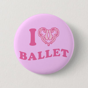 Ik hou van ballet ronde button 5,7 cm