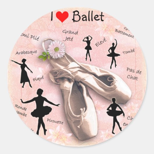 Ik hou van Ballet Ronde Sticker (Voorkant)