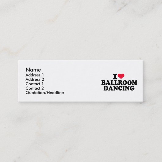 Ik hou van ballroom dansen mini visitekaartje (Voorkant)