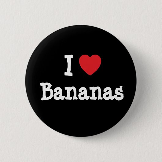 Ik hou van Bananas hart T-Shirt Ronde Button 5,7 Cm (Voorkant)