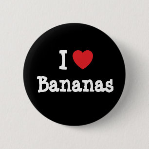Ik hou van Bananas hart T-Shirt Ronde Button 5,7 Cm