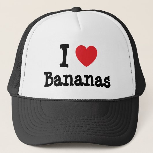 Ik hou van Bananas hart T-Shirt Trucker Pet (Voorkant)
