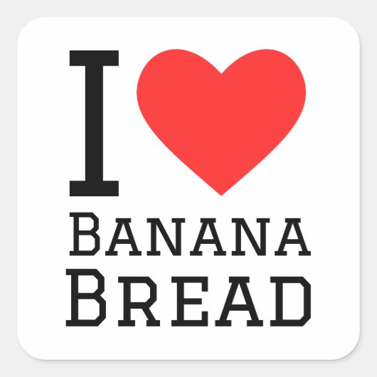 Ik hou van bananenbrood vierkante sticker (Voorkant)
