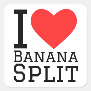 Ik hou van bananensplit vierkante sticker