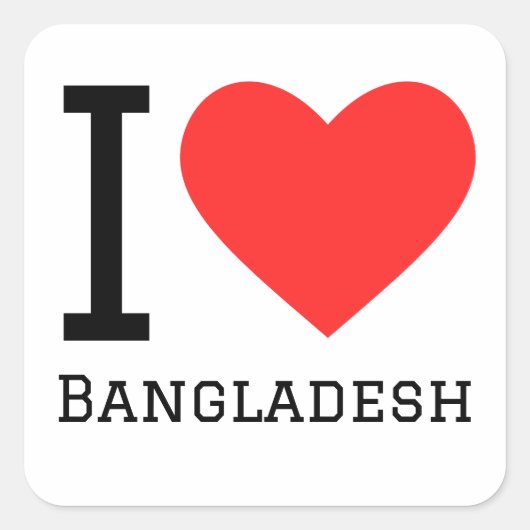 Ik hou van Bangladesh Vierkante Sticker (Voorkant)