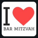 Ik hou van bar mitswa vierkante sticker<br><div class="desc">Ik hou van bar mitswa,  voor jodenliefhebbers</div>