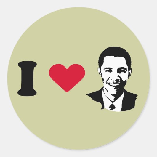 Ik hou van Barack Obama T-shirt Ronde Sticker (Voorkant)