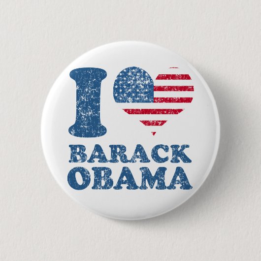 Ik hou van Barack Obama (vlag) Ronde Button 5,7 Cm (Voorkant)