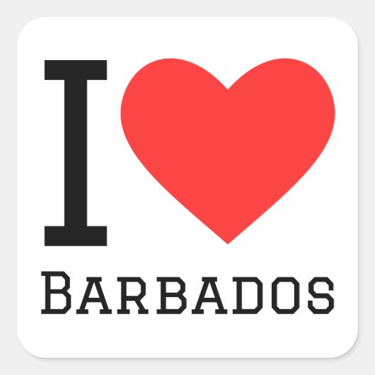 Ik hou van Barbados Vierkante Sticker (Voorkant)