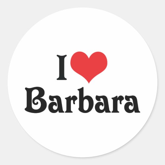 Ik hou van Barbara Ronde Sticker (Voorkant)