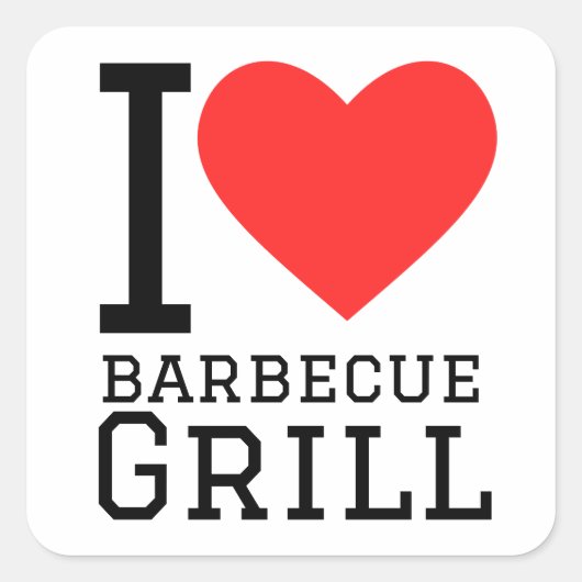 Ik hou van barbecue grill vierkante sticker (Voorkant)