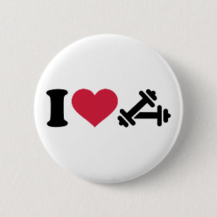 Ik hou van barbeldumbbels ronde button 5,7 cm