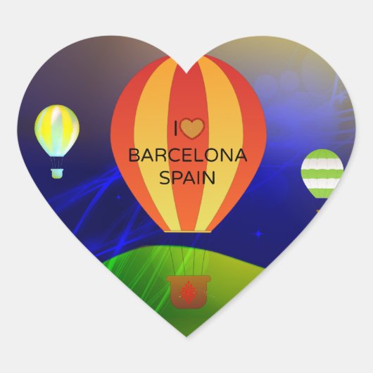 Ik hou van Barcelona Spain Hot Air ballon Hart Sticker (Voorkant)