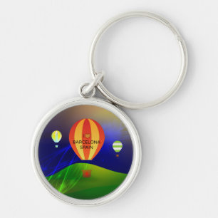 Ik hou van Barcelona Spanje Hot Air Ballon Sleutelhanger