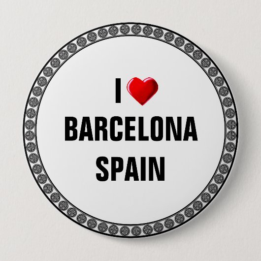IK HOU VAN BARCELONA, SPANJE RONDE BUTTON 4,0 CM (Voorkant)