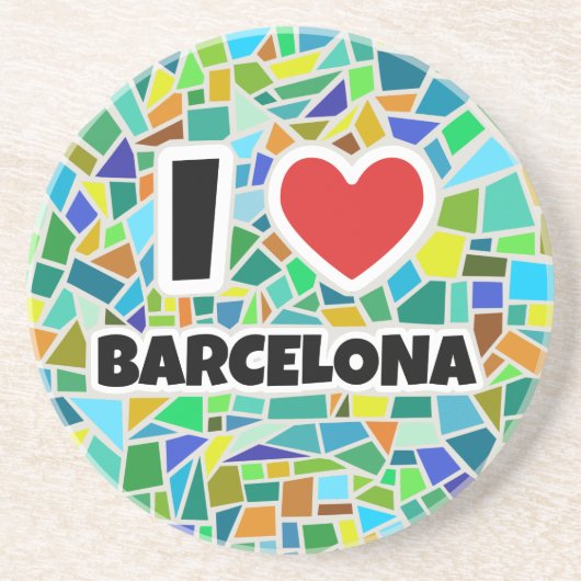 Ik hou van Barcelona Zandsteen Onderzetter (Voorkant)