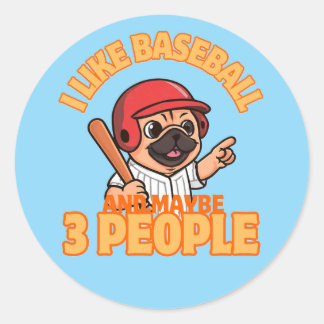Ik hou van baseball-puglife ronde sticker