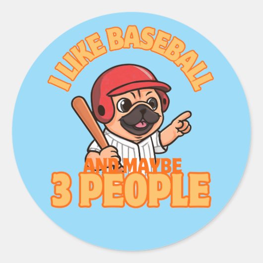 Ik hou van baseball-puglife ronde sticker (Voorkant)