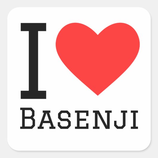 Ik hou van basenji vierkante sticker (Voorkant)