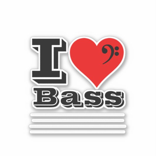Ik hou van basgitaar sticker (Voorkant)