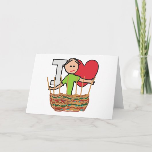 Ik hou van basket weven feestdagen kaart (Voorkant)