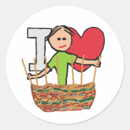 Ik hou van basket weven ronde sticker