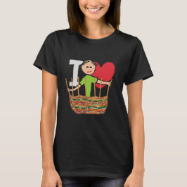 Ik hou van basket weven t-shirt