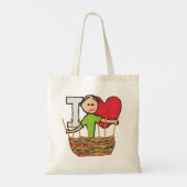 Ik hou van basket weven tote bag (Achterkant)