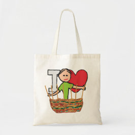 Ik hou van basket weven tote bag