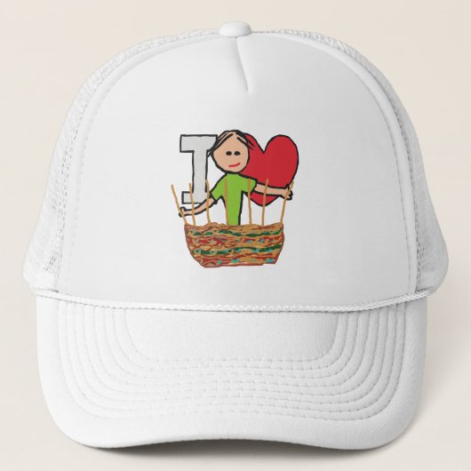 Ik hou van basket weven trucker pet (Voorkant)