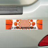 Ik hou van basketbal bumpersticker (Op auto)