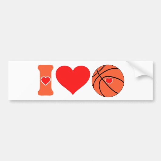 Ik hou van basketbal bumpersticker (Voorkant)