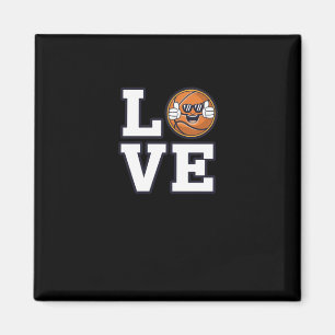 Ik hou van basketbal design met coole emoji en magneet