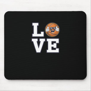 Ik hou van basketbal design met coole emoji en muismat
