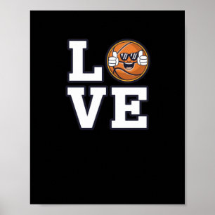Ik hou van basketbal design met coole emoji en poster