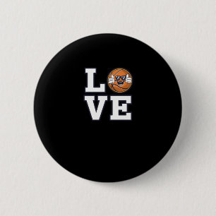 Ik hou van basketbal design met coole emoji en ronde button 5,7 cm
