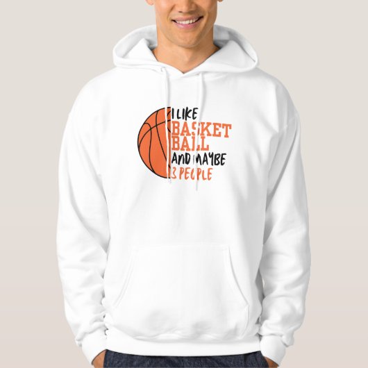 Ik hou van basketbal en misschien 3 mensen hoodie (Voorkant)
