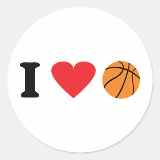 Ik hou van basketbal icoon ronde sticker (Voorkant)