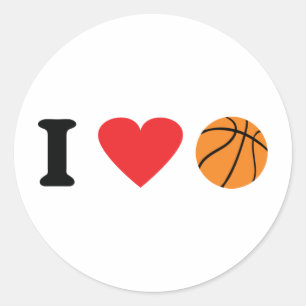 Ik hou van basketbal icoon ronde sticker